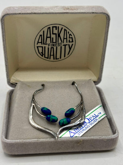 Pr. Of Sterling and Arctic Opal Alaska’s Finest Earrings /j