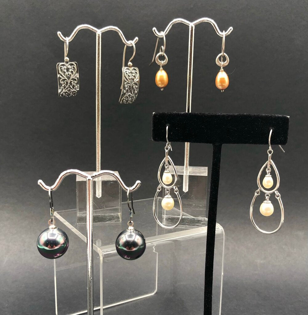 4 Pair Honora/ Silpada Sterling Silver & Fresh Water Pearl Earrings /b