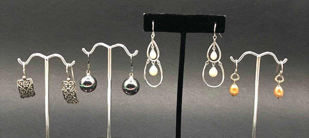 4 Pair Honora/ Silpada Sterling Silver & Fresh Water Pearl Earrings /b