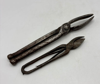 Vtg. Tin Box w/ Handle & two Vtg. Metal Tools /j