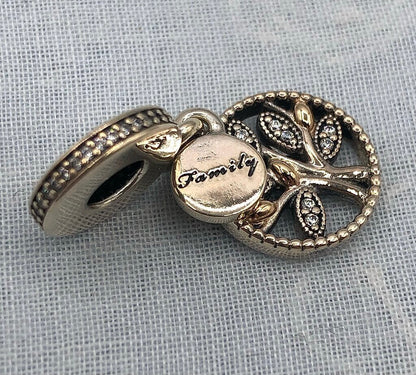 Pandora Sparkling Family Tree Charm .925 Sterling CZ /b