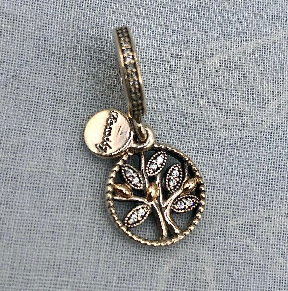 Pandora Sparkling Family Tree Charm .925 Sterling CZ /b
