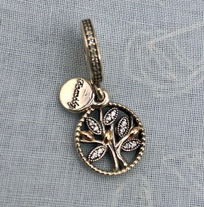 Pandora Sparkling Family Tree Charm .925 Sterling CZ /b