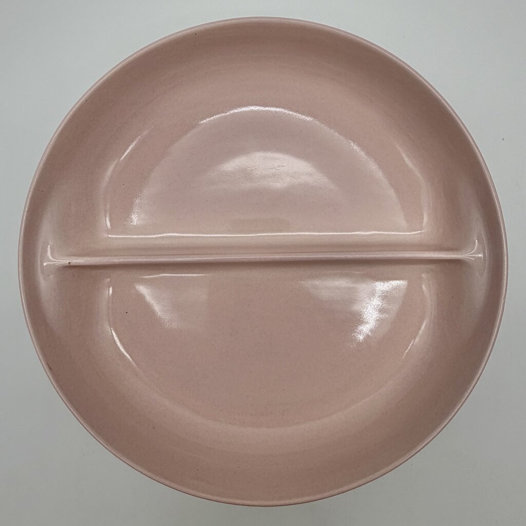 Vintage Iroquois Casual China By Russel Wright Sherbet Pink Divided Serving Bowl 10” /cb