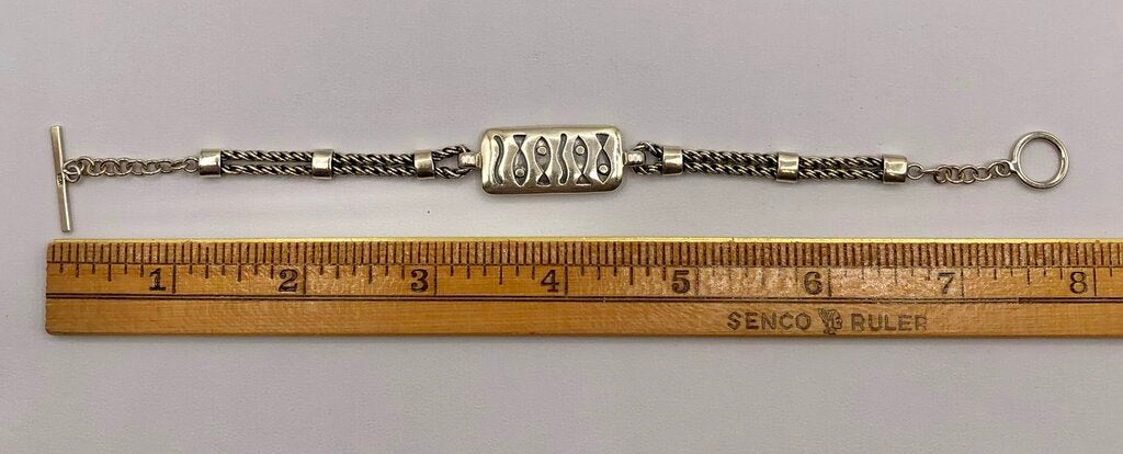 Vintage Boma FIsh Design 925 Sterling Silver Chain Bracelet /b