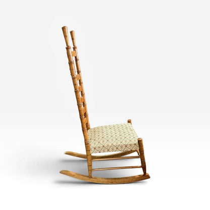 Antique High-back Asian Style Maple Rocker