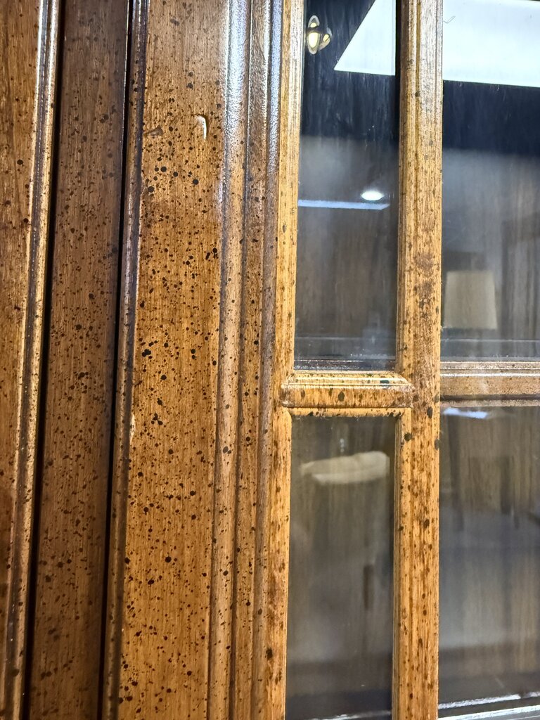 Traditional Style Walnut Glass Door Hutch