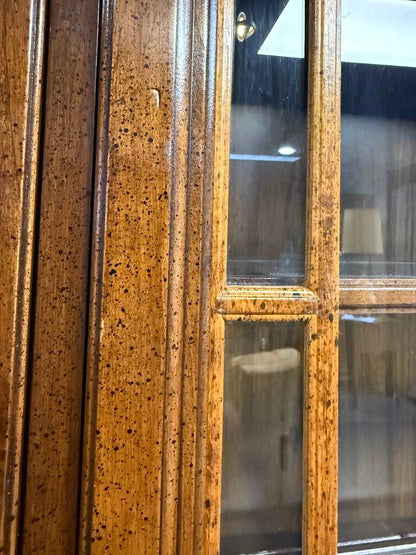 Traditional Style Walnut Glass Door Hutch