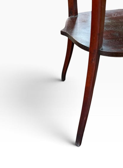 Tall Antique Oval Shaped Dark Wood Abalone Inlay Table