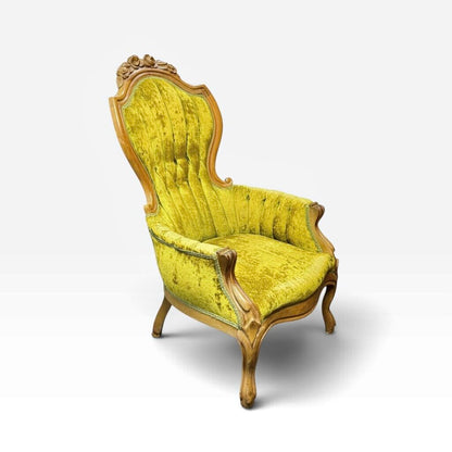 Antique Victorian Green Parlor Chair No.1