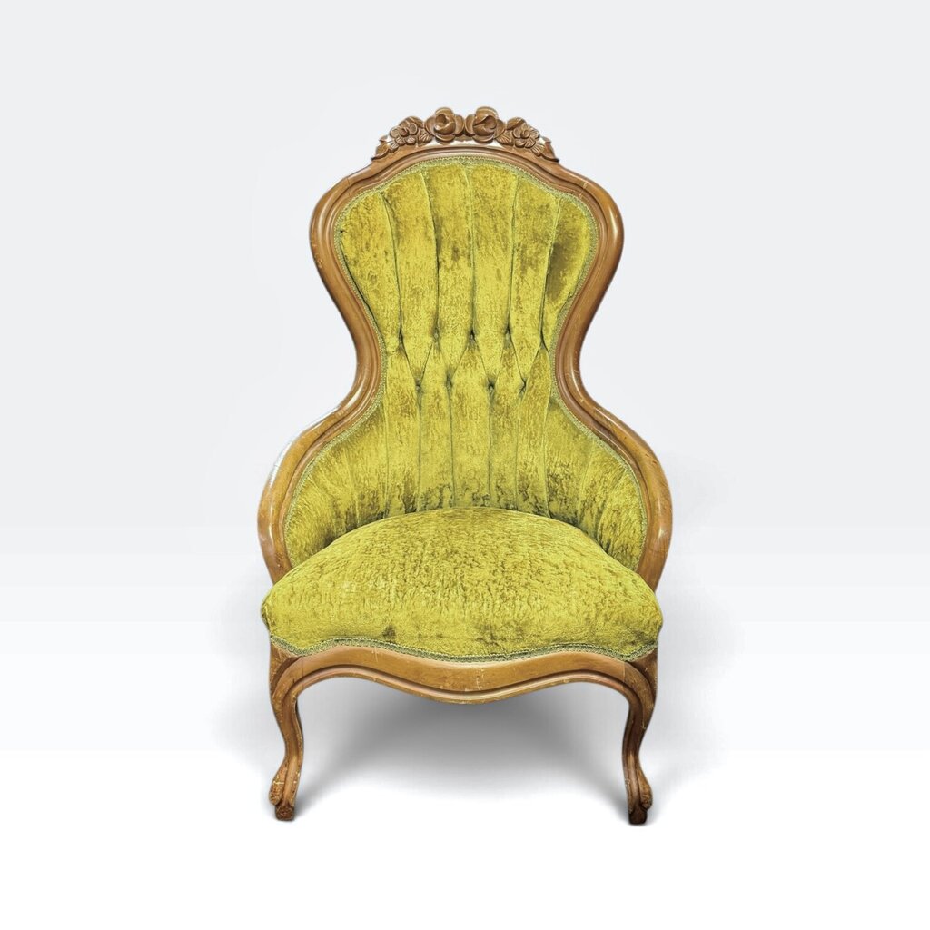 Antique Victorian Green Parlor Chair No. 2