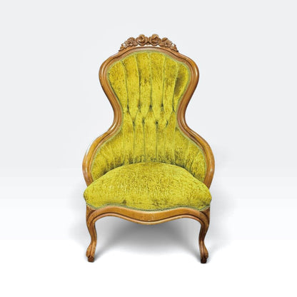 Antique Victorian Green Parlor Chair No. 2