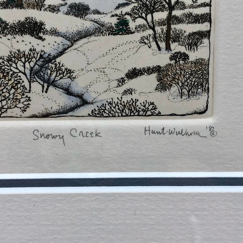 1987 Susan Hunt Wulkowicz Snowy Creek Hand Colored Etching 70/300 Signed /b
