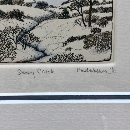 1987 Susan Hunt Wulkowicz Snowy Creek Hand Colored Etching 70/300 Signed /b