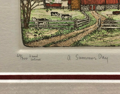 1982 Susan Hunt Wulkowicz A Summer Day Hand Colored Etching 69/300 Signed /b