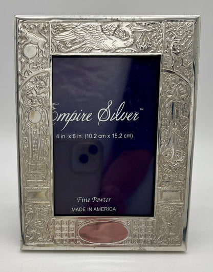 Empire Silver Pewter Birth Record Frame 4x6” /j