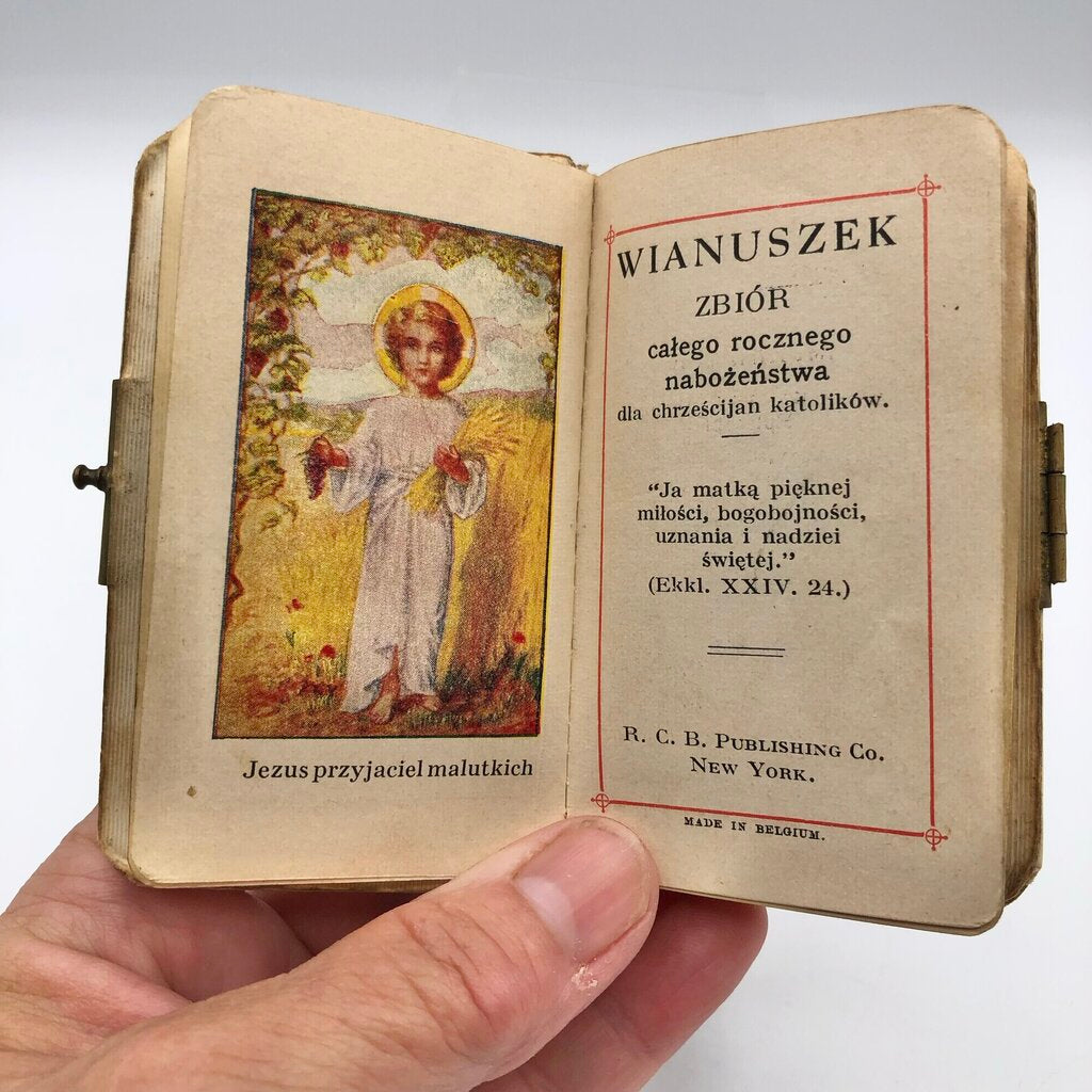 1943 Catholic First Communion Chaplet written in Polish /b