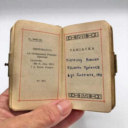 1943 Catholic First Communion Chaplet written in Polish /b
