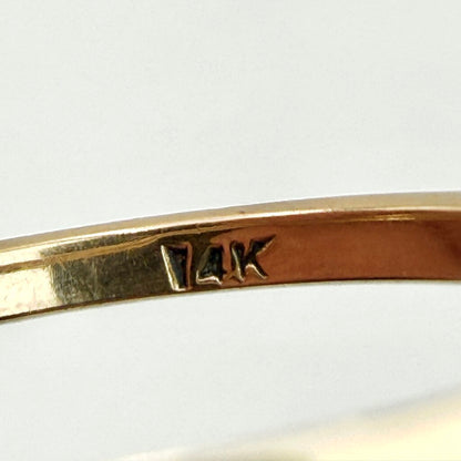 Set of 3 Yellow Gold 14k Wedding Bands w/ Marquise Cut Diamond Engagement Ring