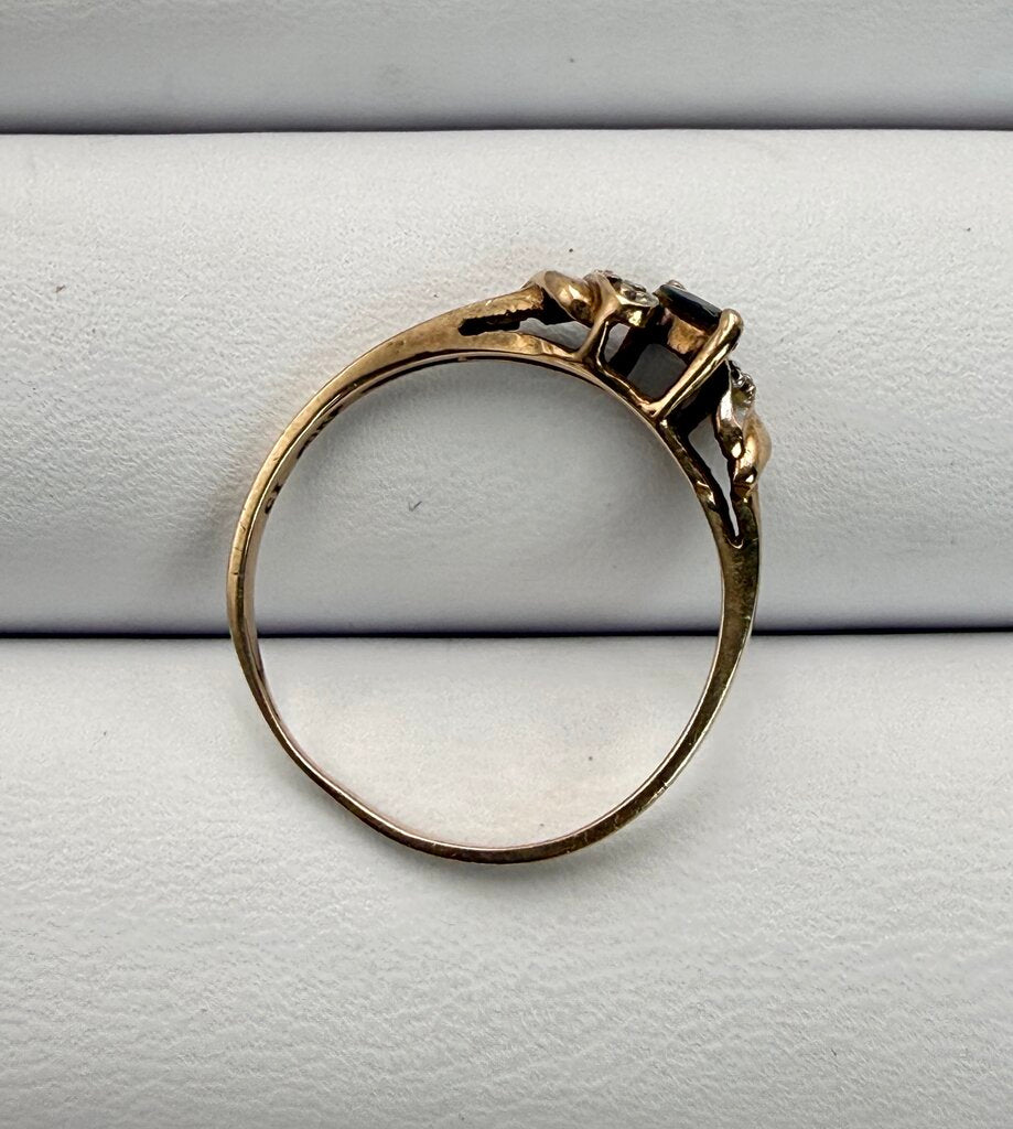 VTG 10k Yellow Gold Marquise Cut Onyx Art Deco Style Ring