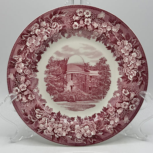 Vintage Wedgwood Albion College Observatory First Edition 10 3/8” Commemorative Plate Pink Transferware /cb