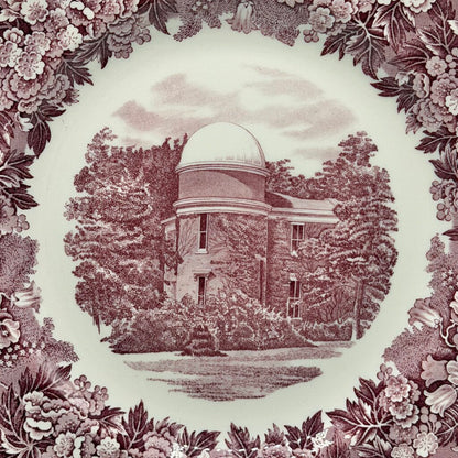 Vintage Wedgwood Albion College Observatory First Edition 10 3/8” Commemorative Plate Pink Transferware /cb