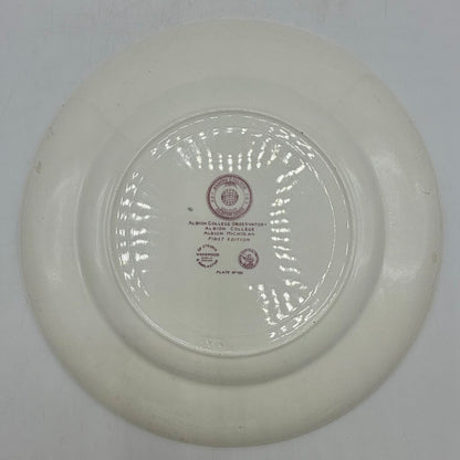 Vintage Wedgwood Albion College Observatory First Edition 10 3/8” Commemorative Plate Pink Transferware /cb