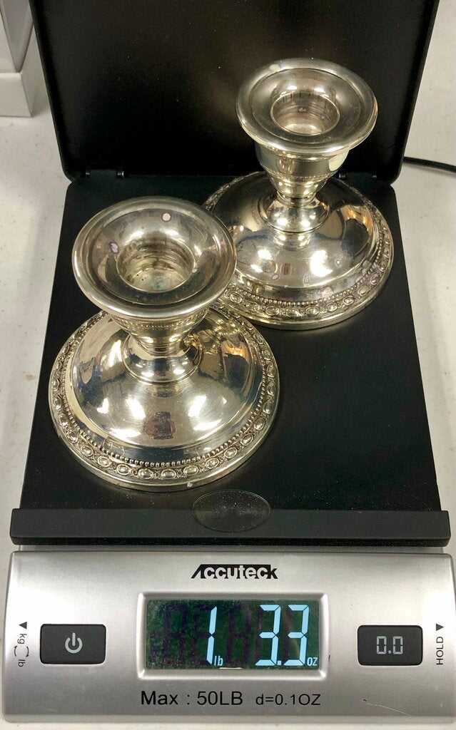 1940s La Pierre Weighted Sterling Silver Console Candle Holders Set B /b