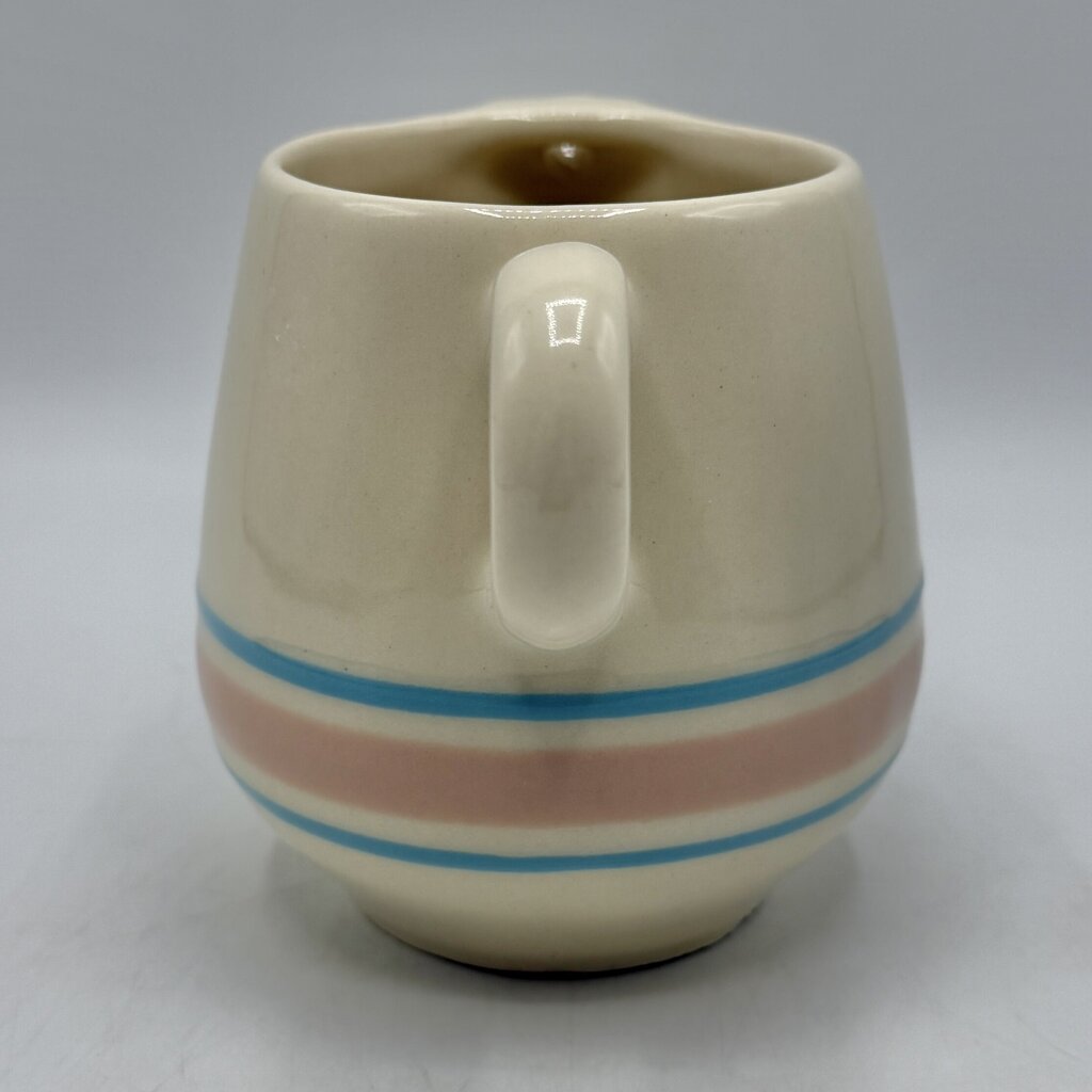 Vintage McCoy Cream Glaze Pink & Blue Stripes Covered Sugar Bowl and Creamer Set /cb