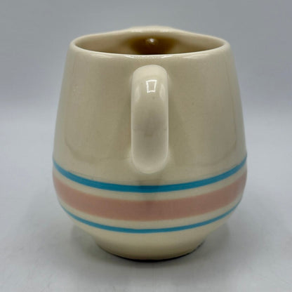 Vintage McCoy Cream Glaze Pink & Blue Stripes Covered Sugar Bowl and Creamer Set /cb