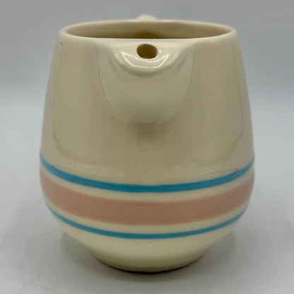 Vintage McCoy Cream Glaze Pink & Blue Stripes Covered Sugar Bowl and Creamer Set /cb
