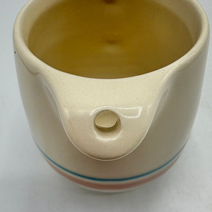 Vintage McCoy Cream Glaze Pink & Blue Stripes Covered Sugar Bowl and Creamer Set /cb