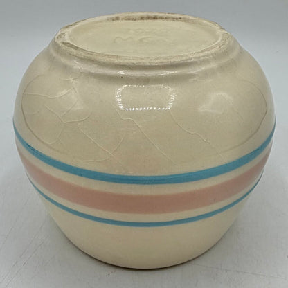 Vintage McCoy Cream Glaze Pink & Blue Stripes Covered Sugar Bowl and Creamer Set /cb