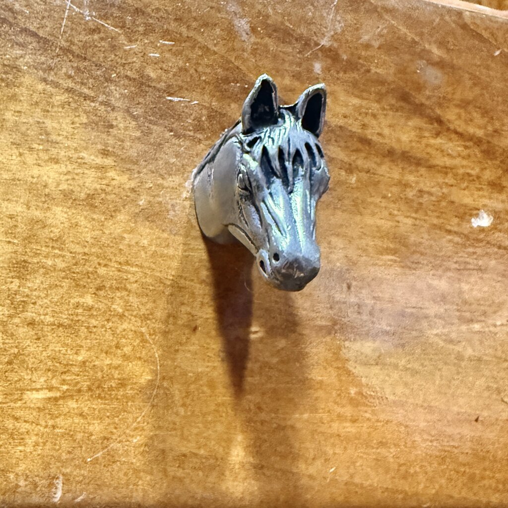VTG Solid Wood Desk with Horse Head Drawer Pulls