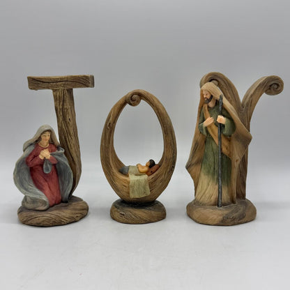 tii Collection J O Y Holy Family Resin 3 Piece Nativity Set /cb
