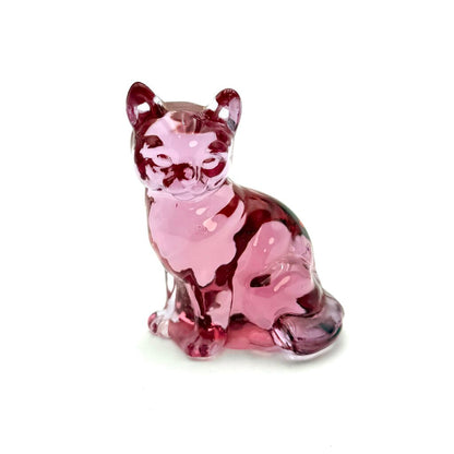 Fenton Translucent Pink Art Glass Cat Figurine
