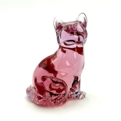 Fenton Translucent Pink Art Glass Cat Figurine