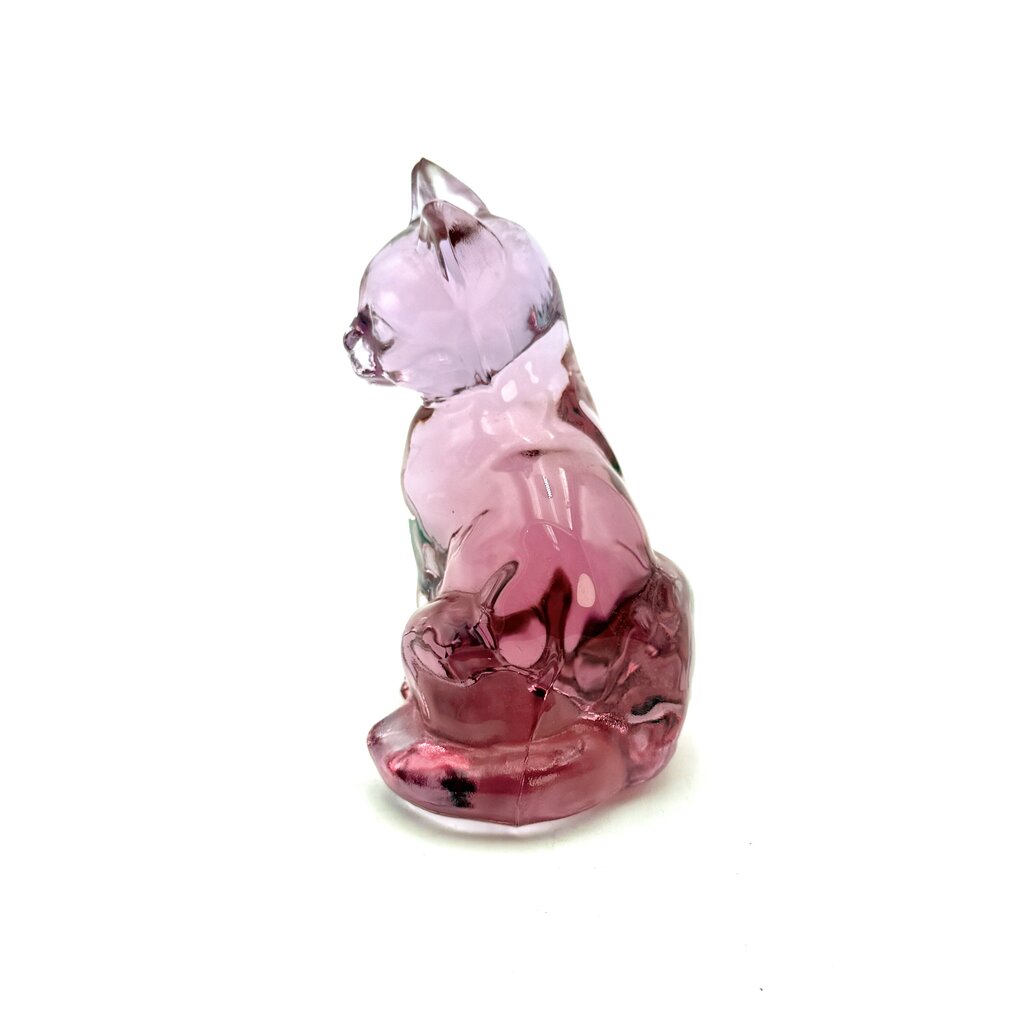 Fenton Translucent Pink Art Glass Cat Figurine