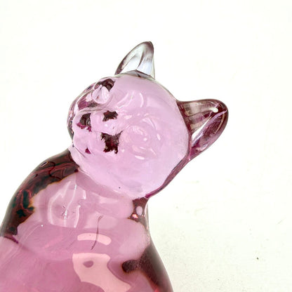 Fenton Translucent Pink Art Glass Cat Figurine