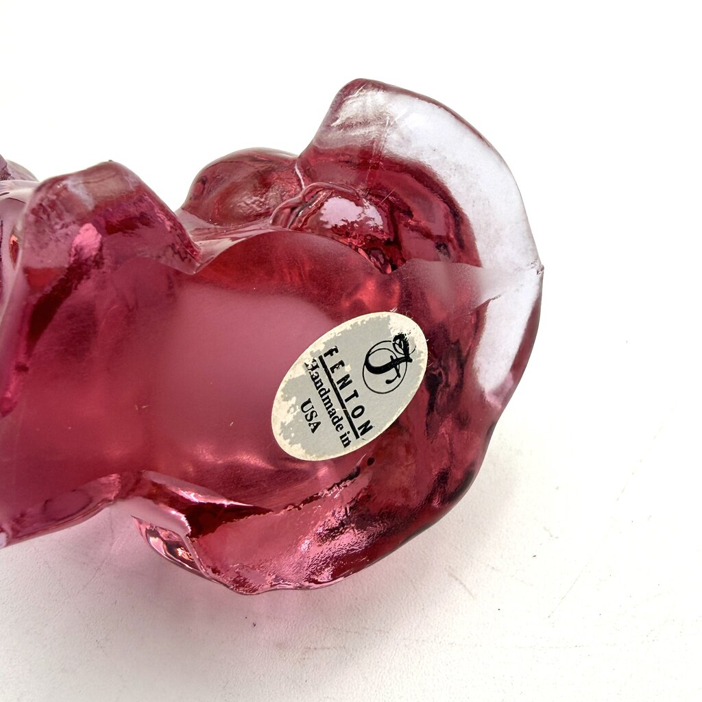 Fenton Translucent Pink Art Glass Cat Figurine