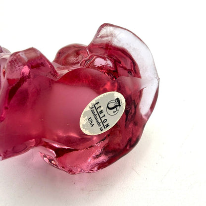 Fenton Translucent Pink Art Glass Cat Figurine