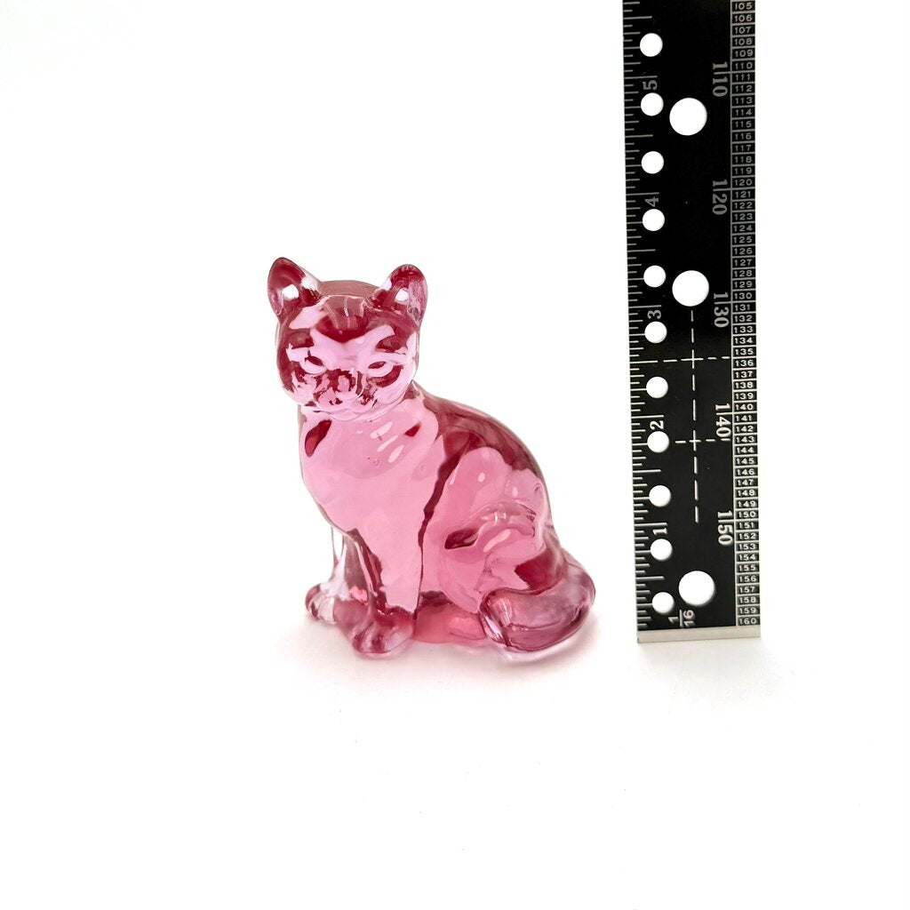 Fenton Translucent Pink Art Glass Cat Figurine