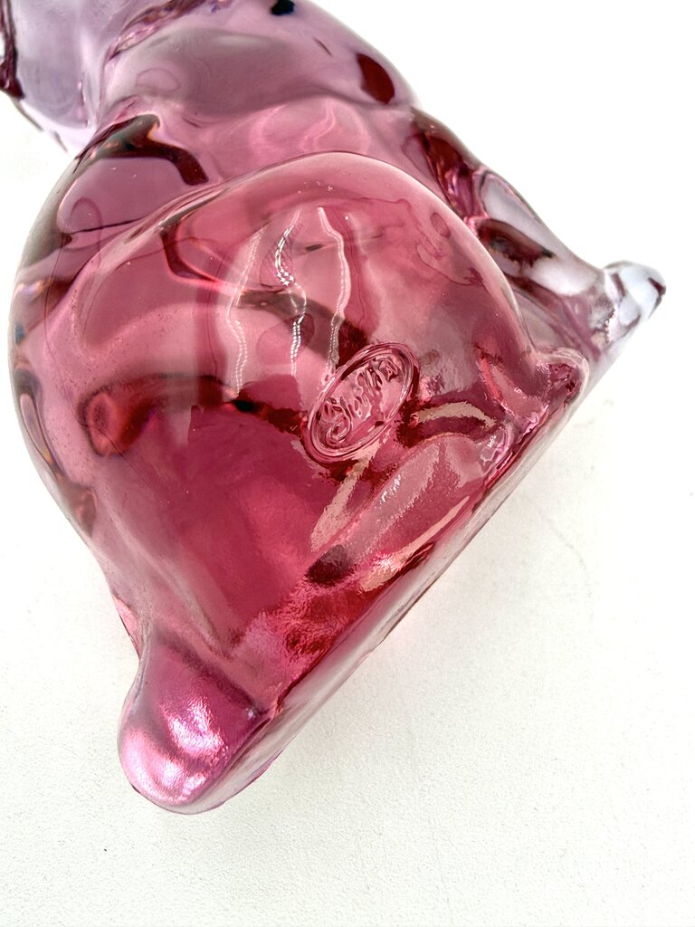 Fenton Translucent Pink Art Glass Cat Figurine