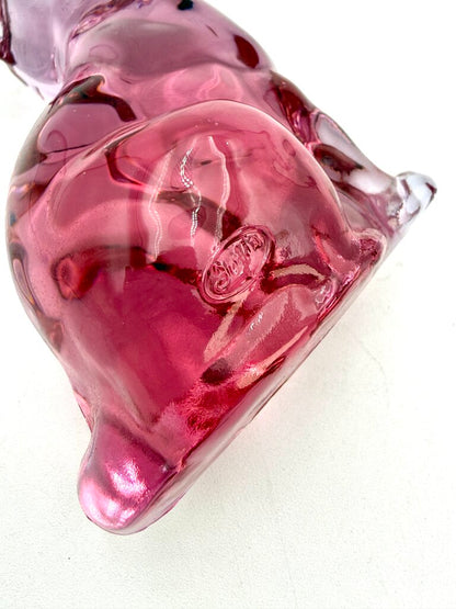Fenton Translucent Pink Art Glass Cat Figurine