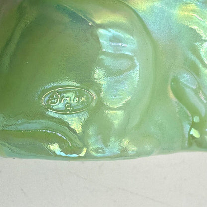 Fenton Opaque Green Iridescent Art Glass Cat Figurine