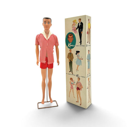 VTG 1962 Barbie's Boyfriend Ken Doll no. 750 Brunette Beach Swimwear w/ Box