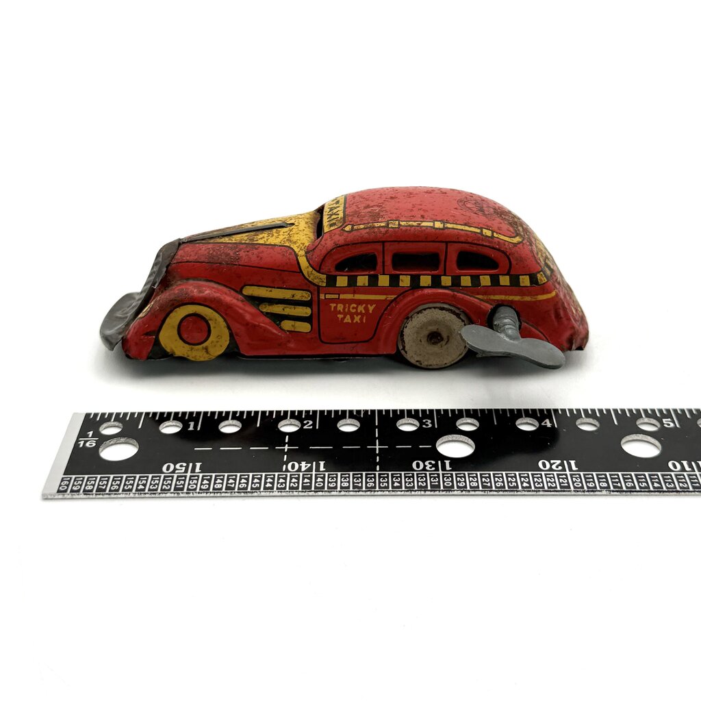 VTG MAR Tricky Taxi No. 7108 Tin Wind-Up Toy Car w/ Key