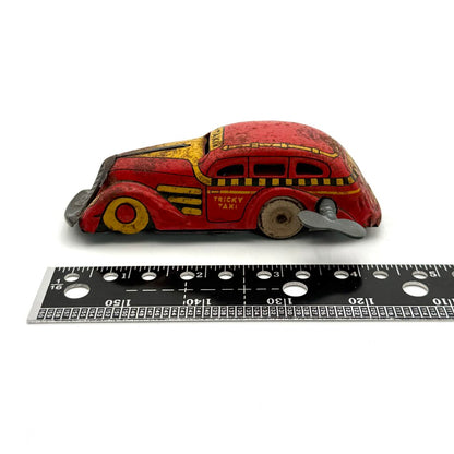 VTG MAR Tricky Taxi No. 7108 Tin Wind-Up Toy Car w/ Key