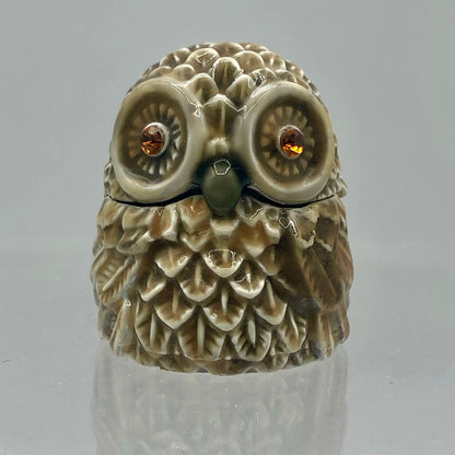 Vtg Monet Enameled Owl Trinket Box /b