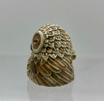 Vtg Monet Enameled Owl Trinket Box /b